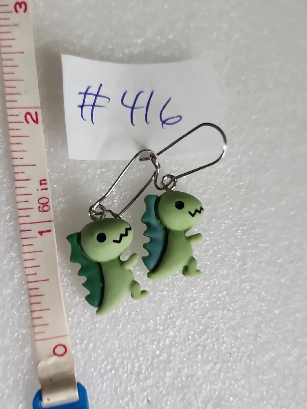 Hand Crafted Green Dino Drop Earrings